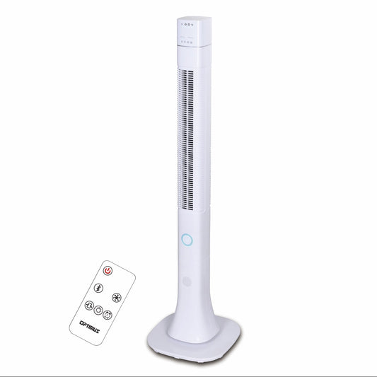 Optimus 48 Inch Pedestal Tower Fan with Remote Control, Bluetooth and LED W2B