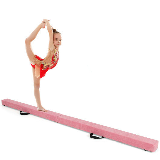 7 Feet Folding Portable Floor Balance Beam with Handles for Gymnasts-Pink - Color: Pink W2B