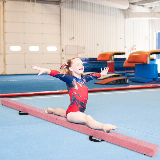 7 Feet Folding Portable Floor Balance Beam with Handles for Gymnasts-Pink - Color: Pink W2B
