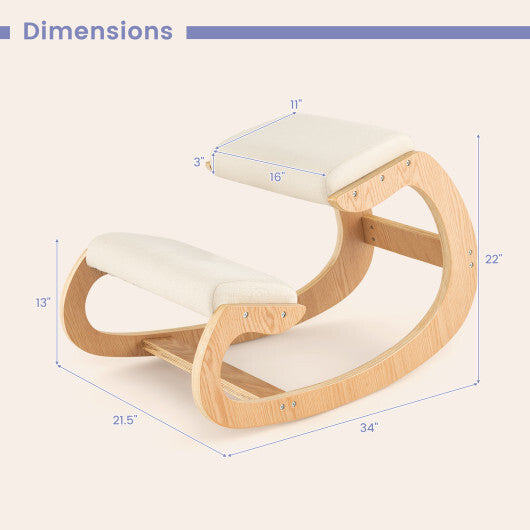 Wooden Rocking Chair with Comfortable Padded Seat Cushion and Knee Support-Black