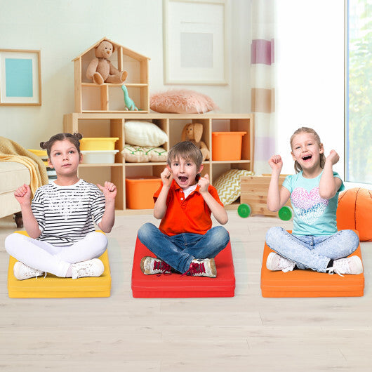 6 Pieces 15 Inches Square Toddler Floor Cushions Flexible Soft Foam Seating with Handles-Multicolor W2B