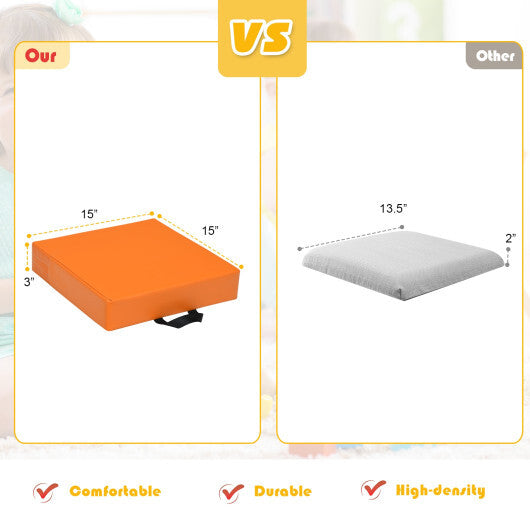 6 Pieces 15 Inches Square Toddler Floor Cushions Flexible Soft Foam Seating with Handles-Multicolor W2B