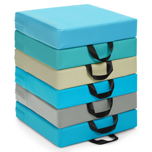6 Pieces 15 Inches Square Toddler Floor Cushions Flexible Soft Foam Seating with Handles-Multicolor W2B