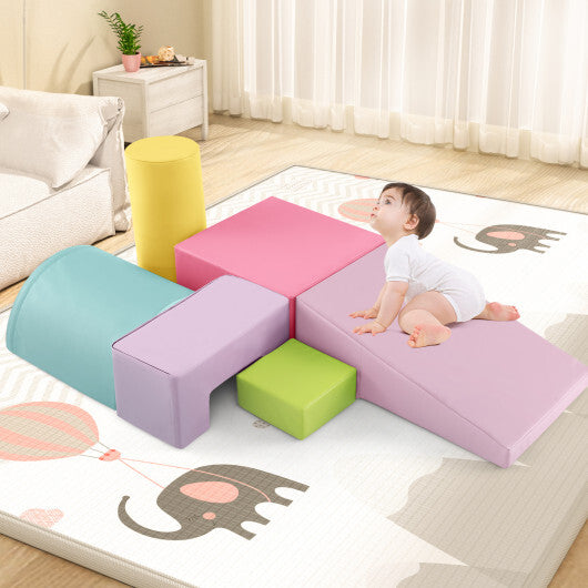 6 Pieces Foam Climbing Blocks Indoor Climb and Crawl Activity Playset with Rectangles-Orange W2B
