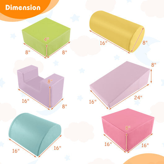 6 Pieces Foam Climbing Blocks Indoor Climb and Crawl Activity Playset with Rectangles-Orange W2B