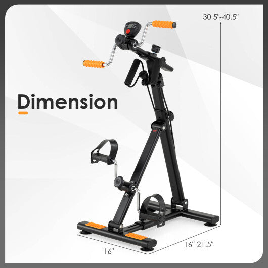 Pedal Exerciser with Adjustable Resistance for Arm and Leg Workout-Orange