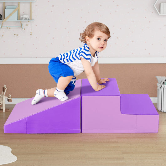 2-Piece Step and Slide Climber for Infants and Toddlers Baby Soft Play Set Foam Blocks-Yellow W2B