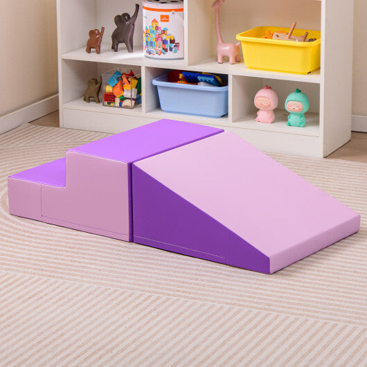 2-Piece Step and Slide Climber for Infants and Toddlers Baby Soft Play Set Foam Blocks-Yellow W2B