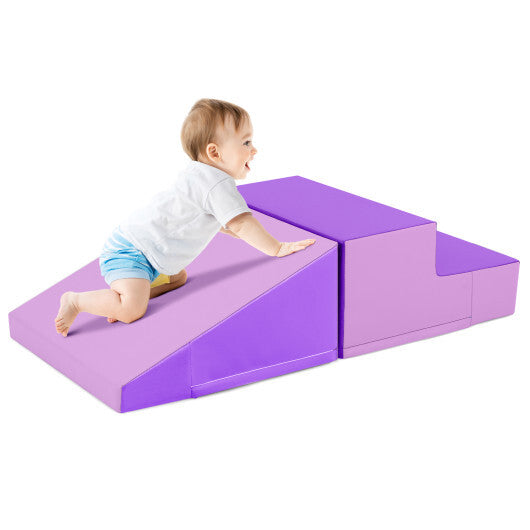 2-Piece Step and Slide Climber for Infants and Toddlers Baby Soft Play Set Foam Blocks-Yellow W2B