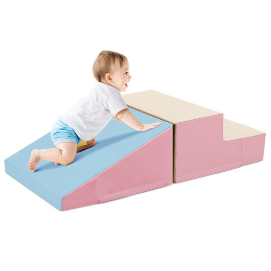 2-Piece Step and Slide Climber for Infants and Toddlers Baby Soft Play Set Foam Blocks-Yellow W2B