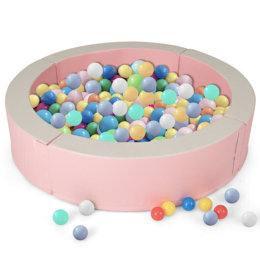 Detachable Foam Ball Pit with 50 Colorful Ocean Balls-Pink