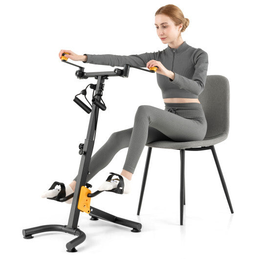 Pedal Exerciser with Adjustable Handgrip for Seniors-Yellow W2B