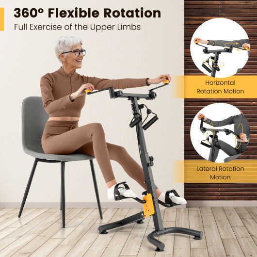 Pedal Exerciser with Adjustable Handgrip for Seniors-Yellow W2B