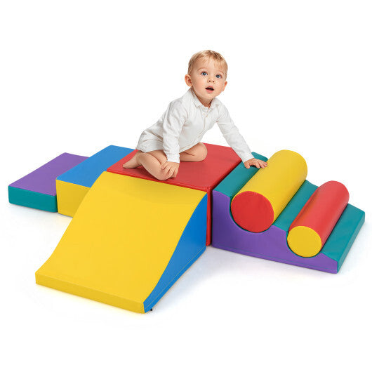 7-Piece Foam Blocks for Toddlers Soft Climbing Toys Indoor Play for Babies-Pink W2B