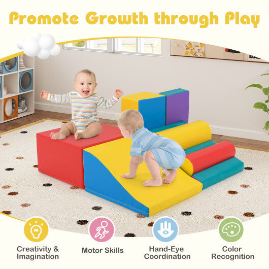 7-Piece Foam Blocks for Toddlers Soft Climbing Toys Indoor Play for Babies-Pink W2B