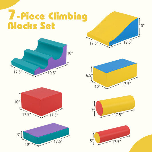 7-Piece Foam Blocks for Toddlers Soft Climbing Toys Indoor Play for Babies-Pink W2B