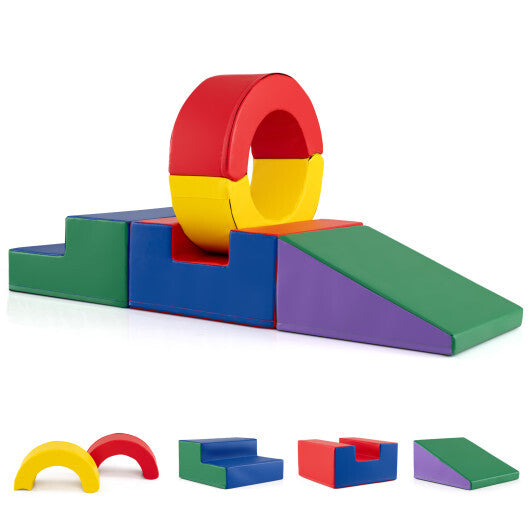 5 Pieces Kids Climbing Toys with PU Leather Cover-Multicolor W2B