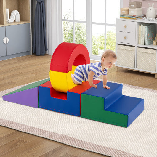 5 Pieces Kids Climbing Toys with PU Leather Cover-Multicolor W2B