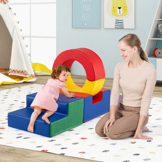 5 Pieces Kids Climbing Toys with PU Leather Cover-Multicolor W2B