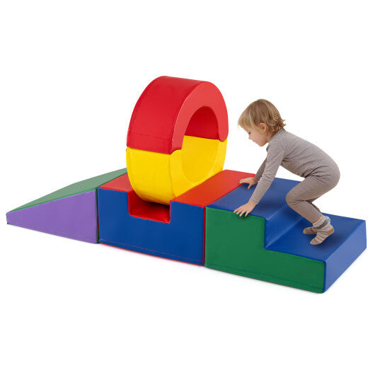 5 Pieces Kids Climbing Toys with PU Leather Cover-Multicolor W2B