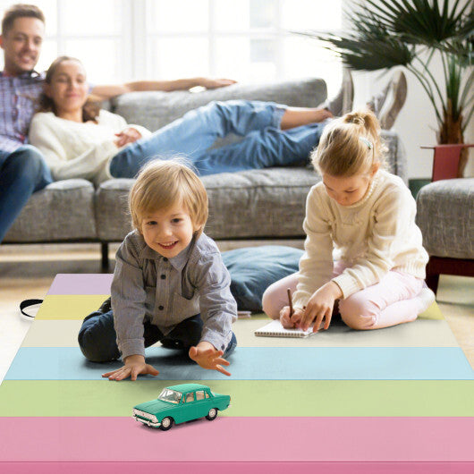 PU Leather Tri-Folding Gymnastics Tumbling Mat with Carrying Handles-Macaron