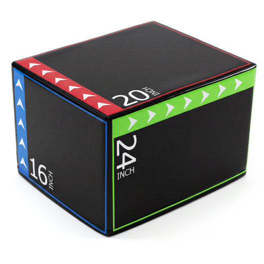 3-in-1 Plyometric Box 16 x 20 x 24 Inches Soft Plyo Jump Box W2B