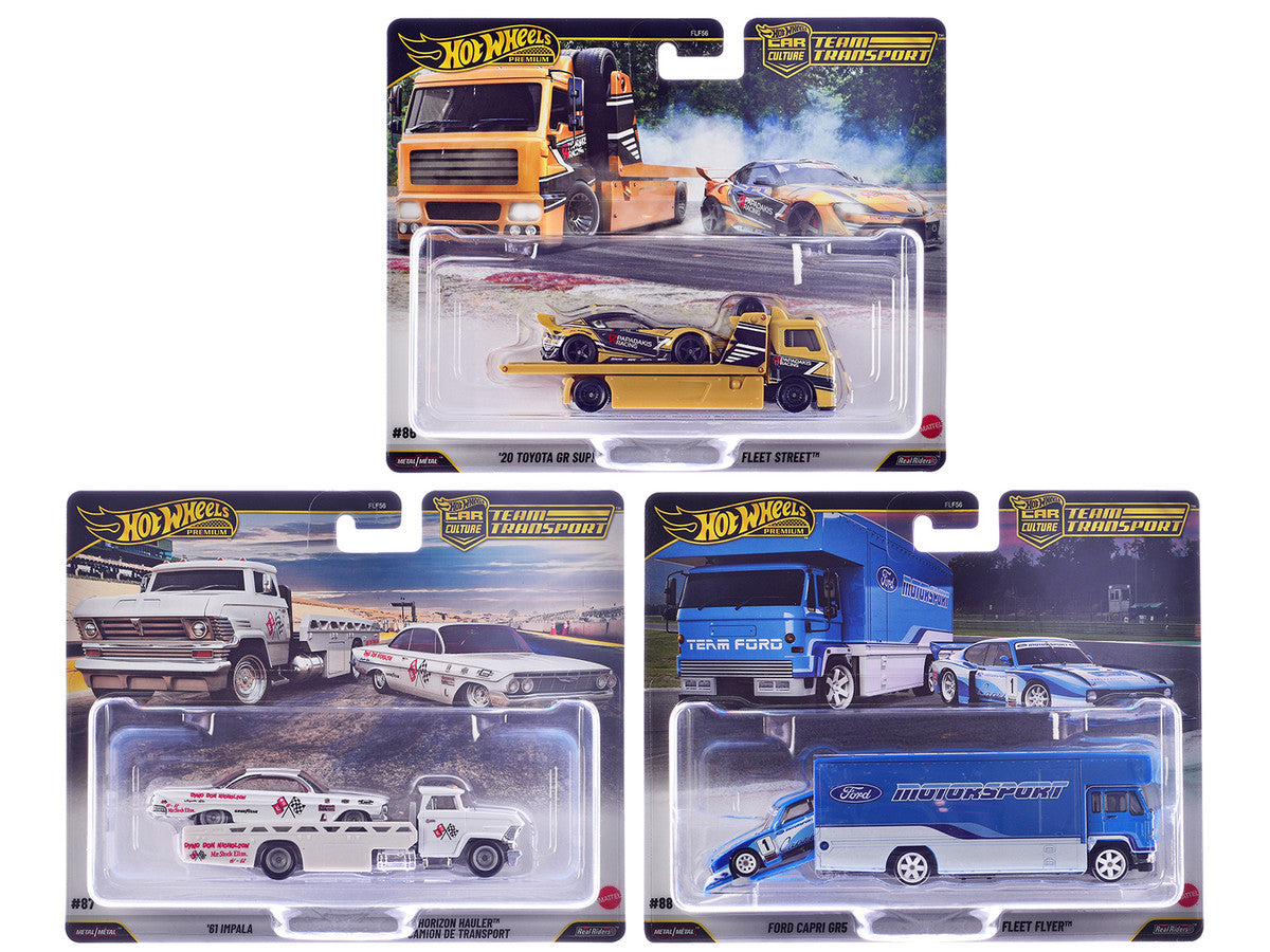 "Team Transport" 3 piece Set J 2025 "Car Culture" Series Diecast Model Cars by Hot Wheels Hotwheels