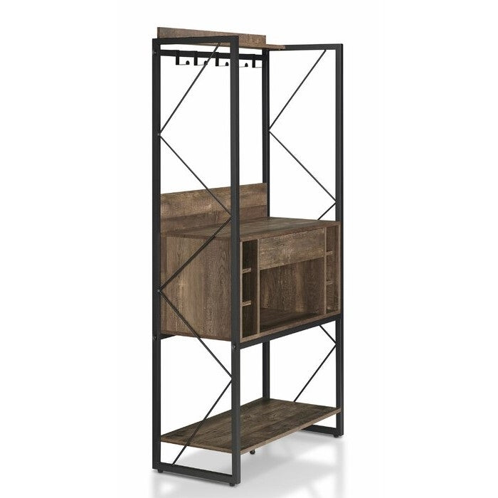 Farmhouse Oak Iron Baker's Wine Storage Rack FastFurnishings