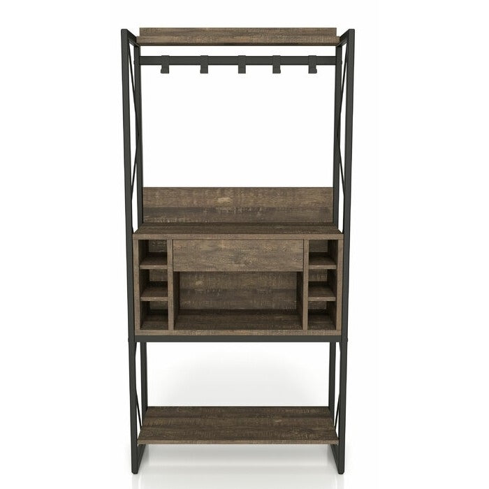 Farmhouse Oak Iron Baker's Wine Storage Rack FastFurnishings