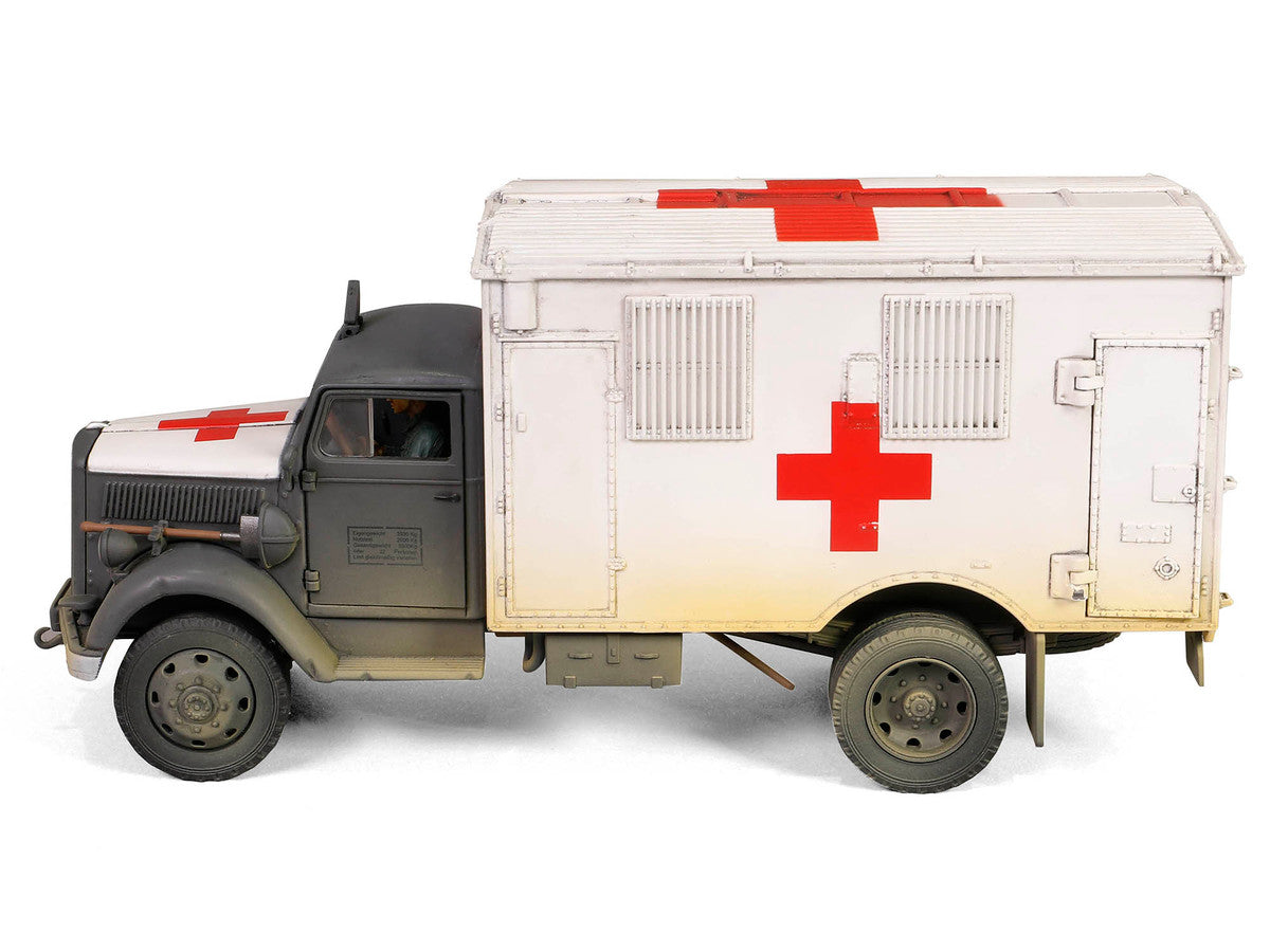 Opel-Blitz Kfz.305 Ambulance Gray and White (Weathered) "German Army" "Armoured Fighting Vehicle" Series 1/32 Diecast Model by Forces of Valor Forces Of Valor