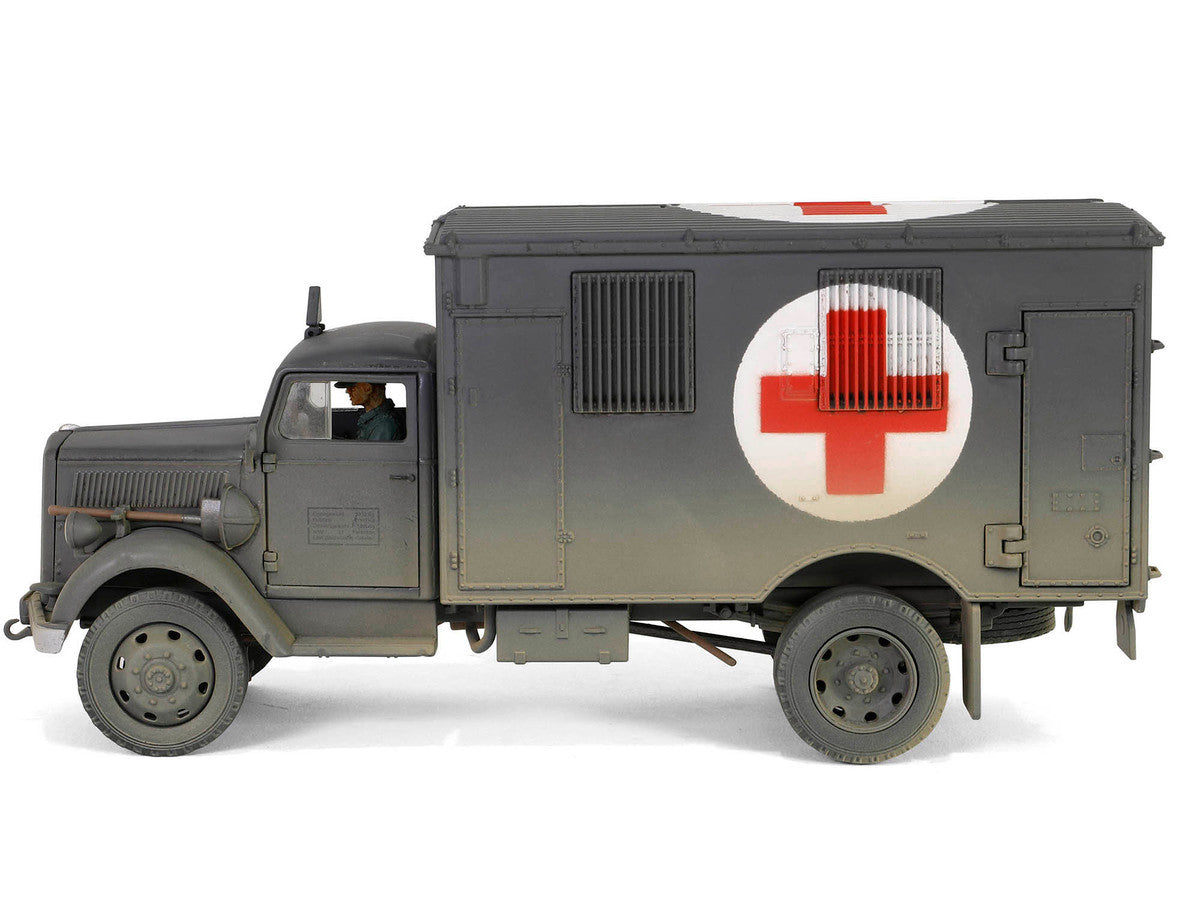 Opel-Blitz Kfz.305 Ambulance Gray (Weathered) "German Army" "Armoured Fighting Vehicle" Series 1/32 Diecast Model by Forces of Valor Forces Of Valor