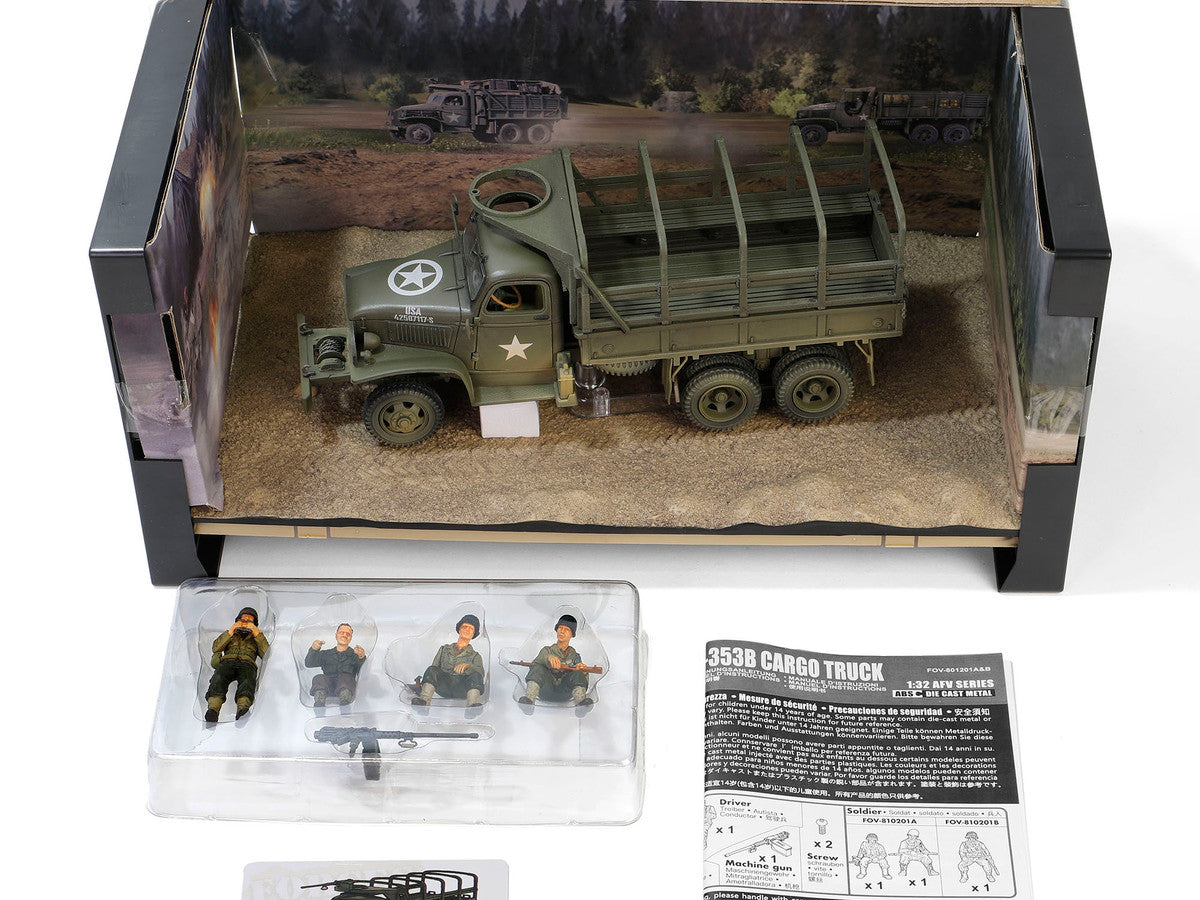 GMC CCKW-353B Cargo Truck "1st Infantry Division Weymouth England World War II" (1945) United States Army with Figures "Armoured Fighting Vehicle" Series 1/32 Diecast Model by Forces of Valor-3