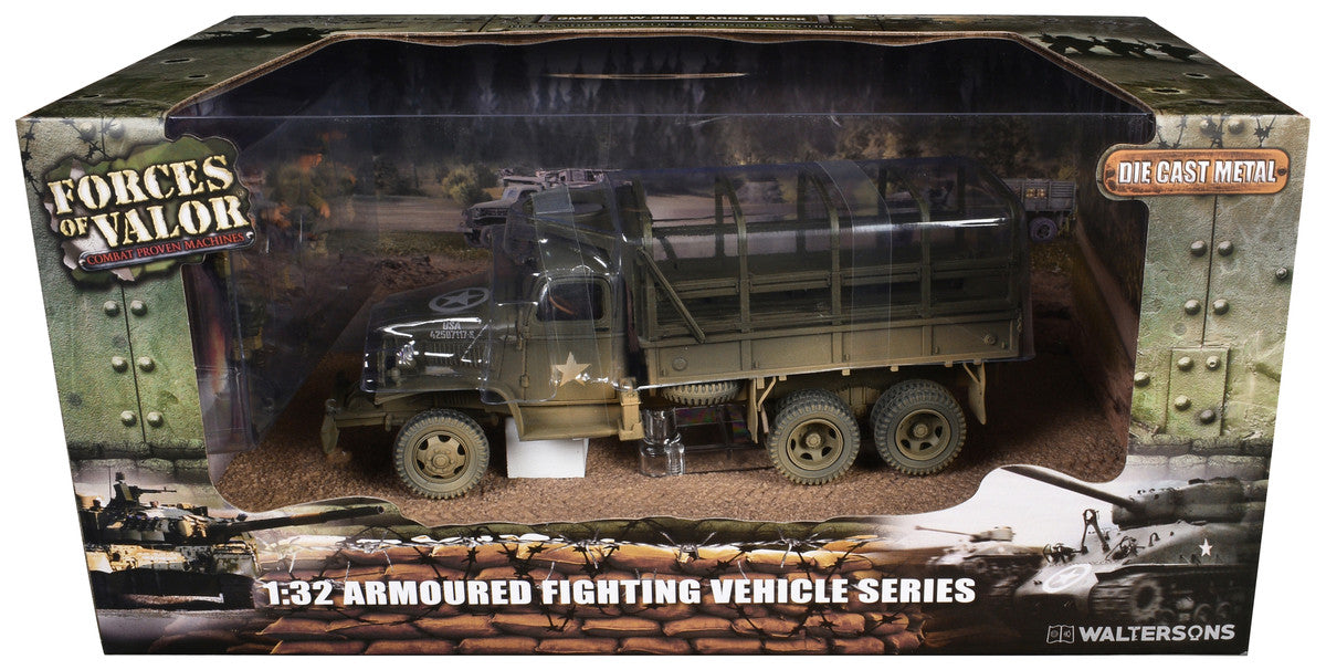 GMC CCKW-353B Cargo Truck "1st Infantry Division Weymouth England World War II" (1945) United States Army with Figures "Armoured Fighting Vehicle" Series 1/32 Diecast Model by Forces of Valor-4