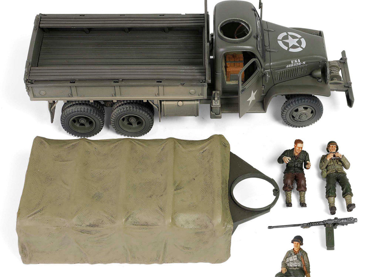 GMC CCKW-353B Cargo Truck with Cover "1st Infantry Division Weymouth England World War II" (1944) United States Army with Figures "Armoured Fighting Vehicle" Series 1/32 Diecast Model by Forces of Valor-2