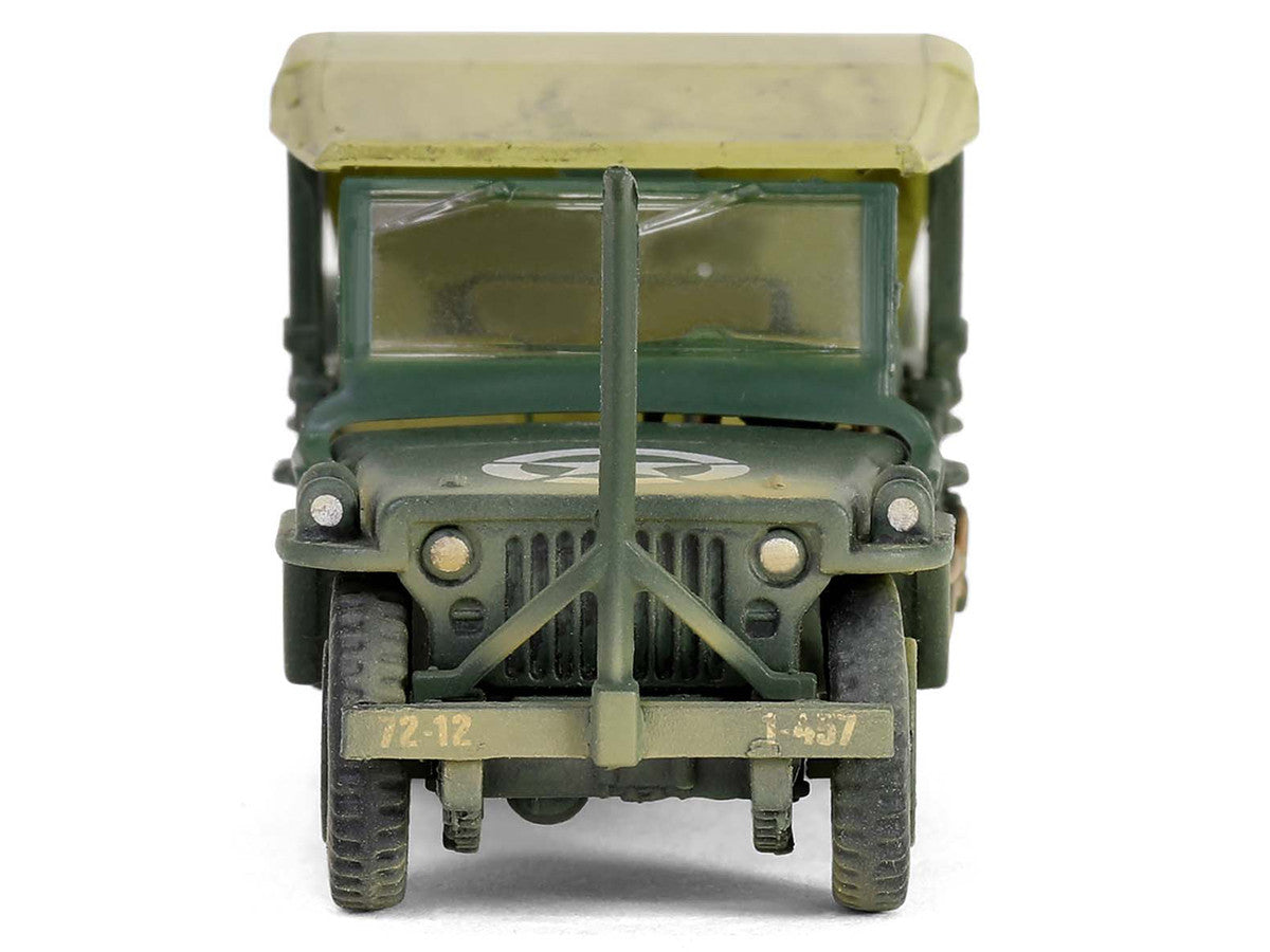 Willys MB Jeep with Trailer Olive Drab (Weathered) with Driver Figure "United States Army" "Mini AFV" Series 1/64 Diecast Model by Forces of Valor Forces Of Valor