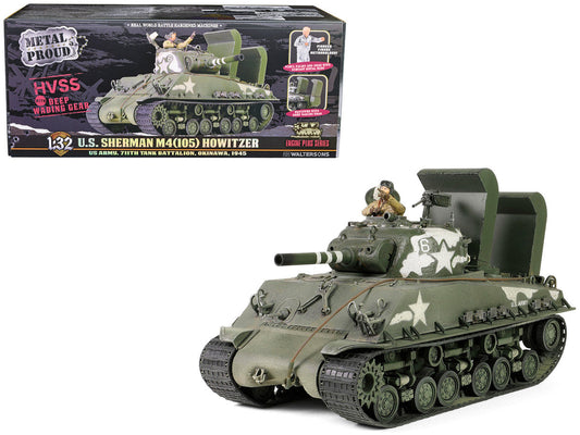 Sherman M4 (105) Howitzer Medium Tank "US Army 711th Tank Battalion Okinawa" (1945) "Engine Plus" Series 1/32 Diecast Model by Metal Proud Metal Proud