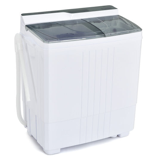 Twin Tub Portable Washing Machine with Timer Control and Drain Pump for Apartment-Gray W2B
