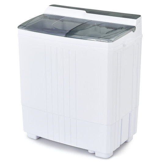 Twin Tub Portable Washing Machine with Timer Control and Drain Pump for Apartment-Gray W2B