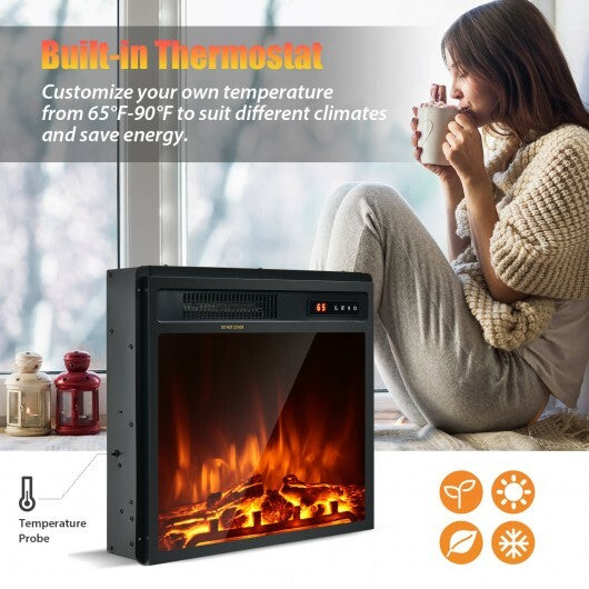18 Inch 1500W Electric Fireplace Freestanding and Recessed Heater W2B