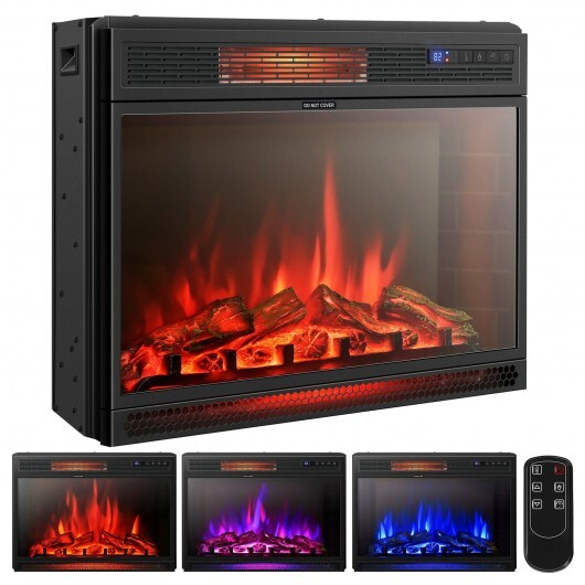 28 Inch Electric Freestanding and Recessed Fireplace with Remote W2B