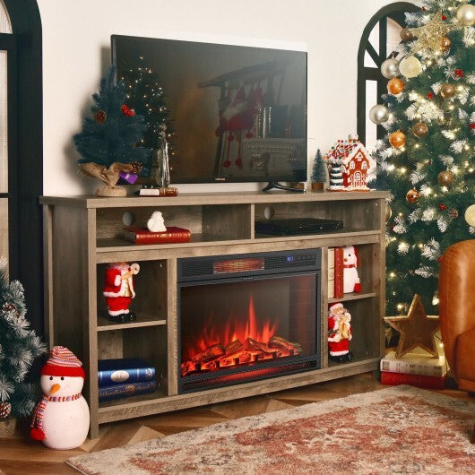 28 Inch Electric Freestanding and Recessed Fireplace with Remote W2B