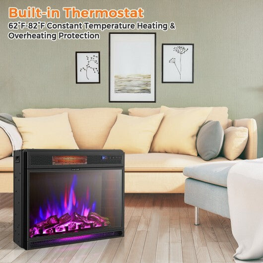 28 Inch Electric Freestanding and Recessed Fireplace with Remote W2B