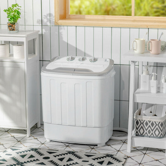 8 Lbs Compact Mini Twin Tub Washing Spiner Machine for Home and Apartment W2B
