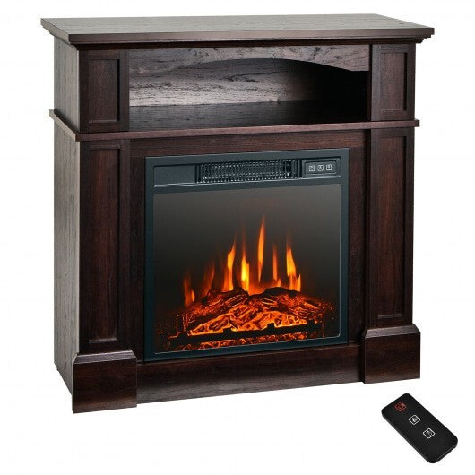 18 Inch 1400W Electric TV Stand Fireplace with Shelf-White W2B