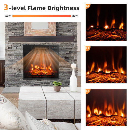 18 Inch Electric Fireplace Inserted with Adjustable LED Flame W2B