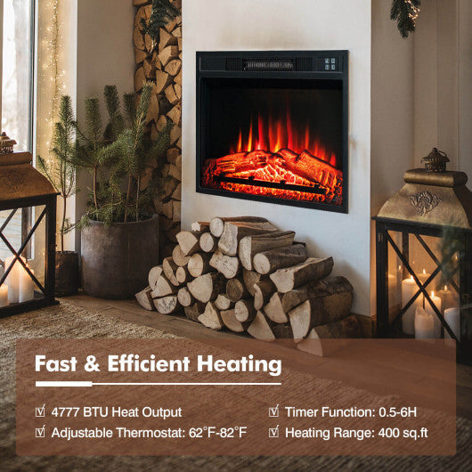 18 Inch Electric Fireplace Inserted with Adjustable LED Flame W2B
