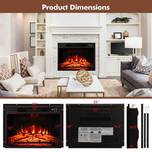 18 Inch Electric Fireplace Inserted with Adjustable LED Flame W2B