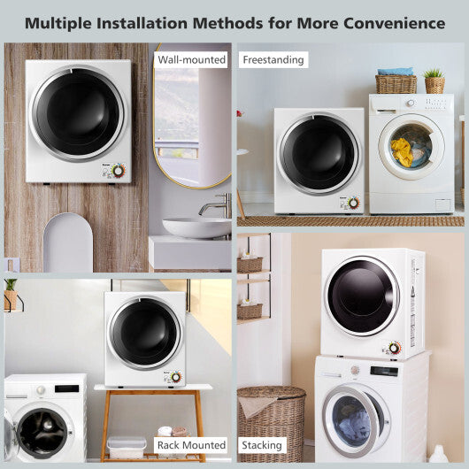 1.5 Cu .ft Compact Clothes Dryer with with Stainless Steel Wall Mount W2B