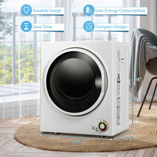 1.5 Cu .ft Compact Clothes Dryer with with Stainless Steel Wall Mount W2B