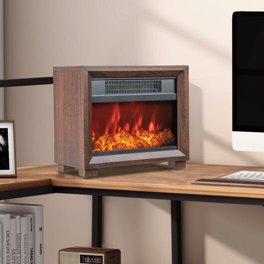 Mini Wooden Space Tabletop Fireplace with Realistic Flame Effect W2B